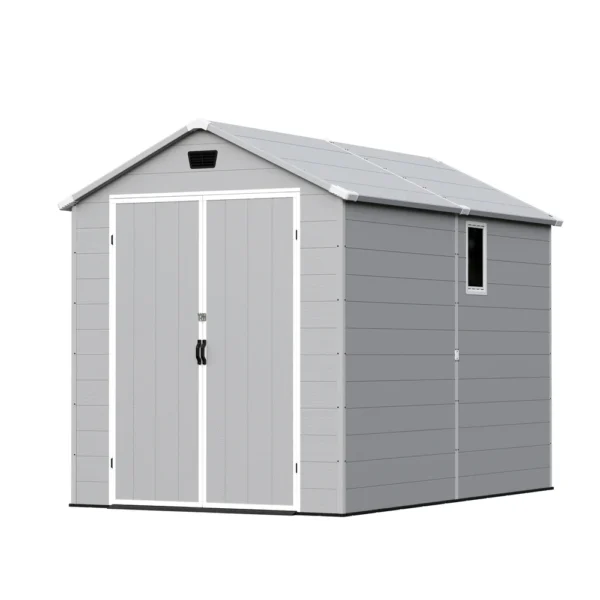 6x10_plastic_shed_with_window_gray_main Patiowell 6x10 ft Plastic Shed with Vent, Window & Sloped Roof, Gray