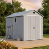 6x10_plastic_shed_with_window_gray_scene Patiowell 6x10 ft Plastic Shed with Vent, Window & Sloped Roof, Gray