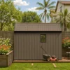 Kick-it 8x8 Plastic Storage Shed with Floor, Brown
