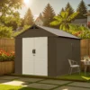 Kick-it 8x8 Plastic Storage Shed with Floor, Brown