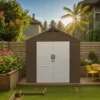 Kick-it 8x8 Plastic Storage Shed with Floor, Brown
