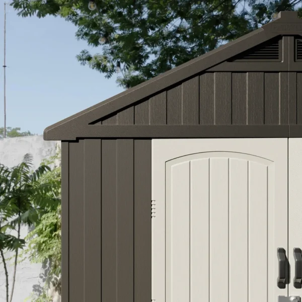 Kick-it 8x8 Plastic Storage Shed with Floor, Brown