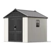 Kick-it 8x8 Plastic Storage Shed with Floor and Windows, Gray & Beige