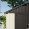 Kick-it 8x8 Plastic Storage Shed with Floor and Windows, Gray & Beige